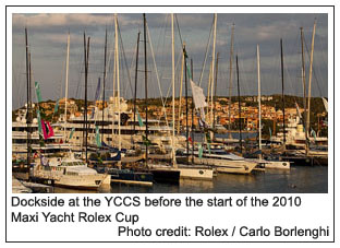 Dockside at the YCCS before the start of the 2010 Maxi Yacht Rolex Cup, Photo credit: Rolex / Carlo Borlenghi